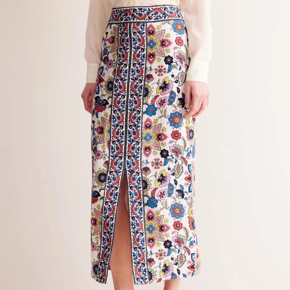 BODEN Split Front Column Linen Skirt Size US 8 UK 12